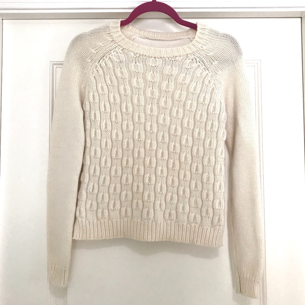Cable Knit Sweater with Solid Fabric Back-S - Picture 1 of 4